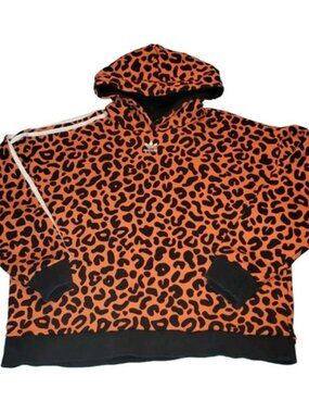 Women's Adidas Rich Mnisi Animal Print Hoodie Leopard AOP Sweatshirt - 1X - NWT